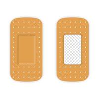 Adhesive Medical Plaster Strip Bandage. Antibacterial Sticky Bandage. Sticker Patch Assistance for First Aid. Elastic Patch for Protection Wound, Damage. Isolated Vector Illustration.