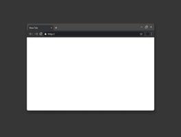 Empty mock up web browser page on dark grey background. Internet window with address bar and new tab. Vector