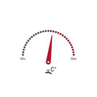 Indicator meter of water heater. The Celsius scale boiler thermometer. Water meter icon. Vector