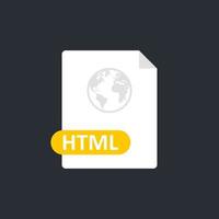 Html file icon. HyperText Markup Language format file. Globe icon. Vector