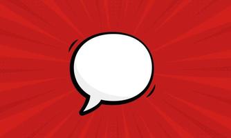 Speech Bubble Pictogram on Red Pop Art Background with Halftone. Cartoon Blank White Speech Bubble for Text Message. Comic Retro Balloon for Dialog. Isolated Vector Illustration.