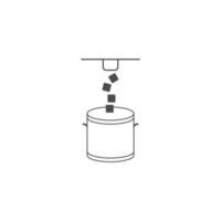 Ice maker machine line icon. Ice cubes and bucket. Vector