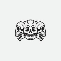 Human skulls lineart isolated in white background. vector