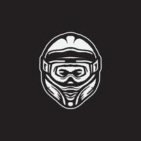 Motocross helmet illustration in retro style. Biker apparel. vector