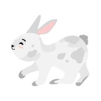 Cute Bunny isolated vector Illustration. Happy Easter design. Grey rabbit in cartoon style for baby t-shirt print, fashion print design, kids wear, baby shower celebration greeting and invitation card
