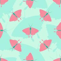 Seamless summer pattern butterfly with silhouette of insect. Vector background. Template of fabric textile, clothes print, cover, wallpaper, wrapping paper. Flat design.