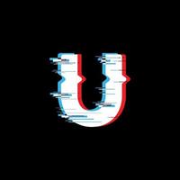 U Letter With Abstract Glitch Effect vector