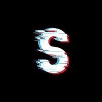 S Letter With Abstract Glitch Effect vector