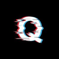 Q Letter With Abstract Glitch Effect vector