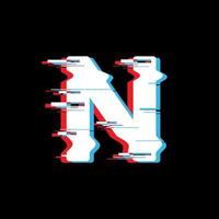 N Letter With Abstract Glitch Effect vector