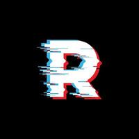 R Letter With Abstract Glitch Effect vector