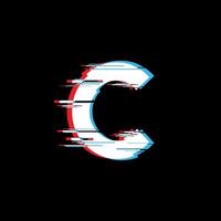 C Letter With Abstract Glitch Effect vector