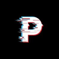 P Letter With Abstract Glitch Effect vector