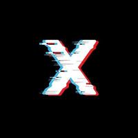 X Letter With Abstract Glitch Effect vector