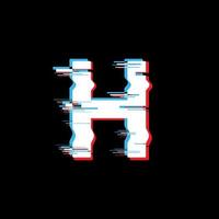 H Letter With Abstract Glitch Effect vector