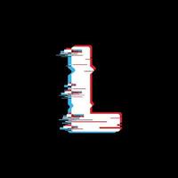 L Letter With Abstract Glitch Effect vector