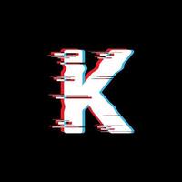 K Letter With Abstract Glitch Effect vector