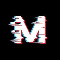 M Letter With Abstract Glitch Effect vector