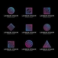 Geometric Logo Template With Gradient Color vector