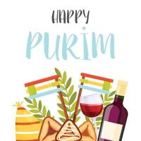 Happy Purim day greeting card vector