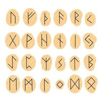 Old runes set, ancient Scandinavian alphabet vector illustration, hand drawn typography, occult letters, mystical signs, esoteric concept