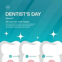 Dentists day banner design with healthy teeth vector