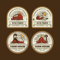 Vintage Farmer Logo Badge. Hand made Vector Illustration