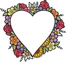 Floral heart vector. Bouquet of flowers and plants. vector