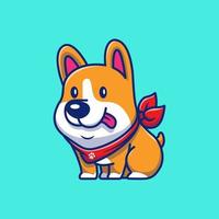 lindo corgi sentado ilustración de icono de vector de dibujos animados. concepto de icono de naturaleza animal vector premium aislado. estilo de dibujos animados plana