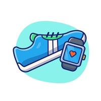 Shoes And Watch Cartoon Vector Icon Illustration. Sport Healthy Icon  Concept Isolated Premium Vector. Flat Cartoon Style