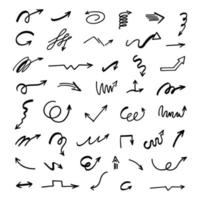 Vector set of hand-drawn arrows, elements for presentation