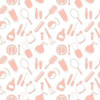 Seamless texture from cosmetics icons, beauty pattern, abstract background, wallpaper vector