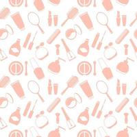 Seamless texture from cosmetics icons, beauty pattern, abstract background, wallpaper vector