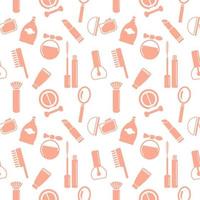 Seamless texture from cosmetics icons, beauty pattern, abstract background, wallpaper vector