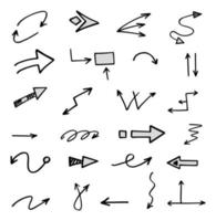 Vector set of hand-drawn arrows, elements for presentation