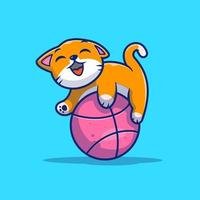 Cute Cat Playing Ball Cartoon Vector Icon Illustration. Animal  Sport Icon Concept Isolated Premium Vector. Flat Cartoon  Style