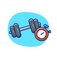 Dumbbell With Stopwatch Cartoon Vector Icon Illustration. Sport  Healthy Icon Concept Isolated Premium Vector. Flat Cartoon Style