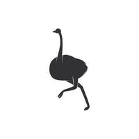 Emu bird running silhouette isolated on white background. vector