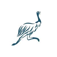 Stylized emu bird running on white background. vector