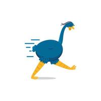 Blue running emu cartoon vector. vector