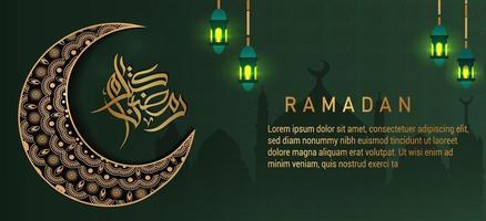 Ramadan kareem background with lantern. Ramadan greeting card or banner template vector