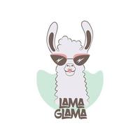 Llama in sunglasses and lipstick. vector