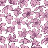 Pink blossom flowers on white background. vector