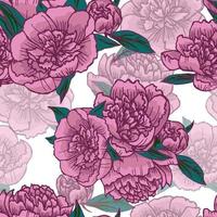 Pink peonies seamless pattern. vector