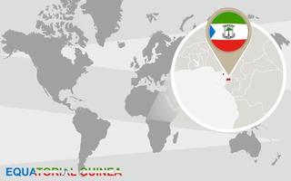 mapa del mundo con guinea ecuatorial ampliada vector