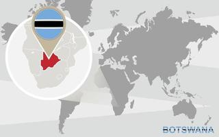 mapa del mundo con botswana ampliada vector