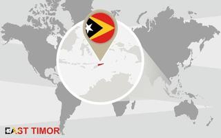 World map with magnified East Timor vector