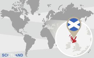 World map with magnified Scotland vector