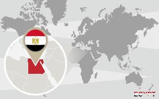 World map with magnified Egypt vector