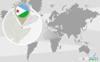 mapa del mundo con djibouti ampliado vector